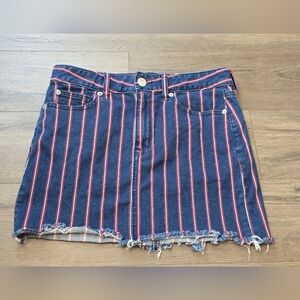 American Eagle Red White Blue Striped Super Stretch Denim Mini Skirt Size 6